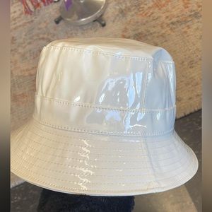 White vinyl bucket hat